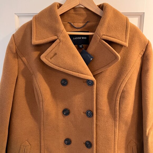 Lands’ End Women’s Wool-blend Double Breasted Coat – Camel Color, Size 20W, NWOT - Picture 2 of 10